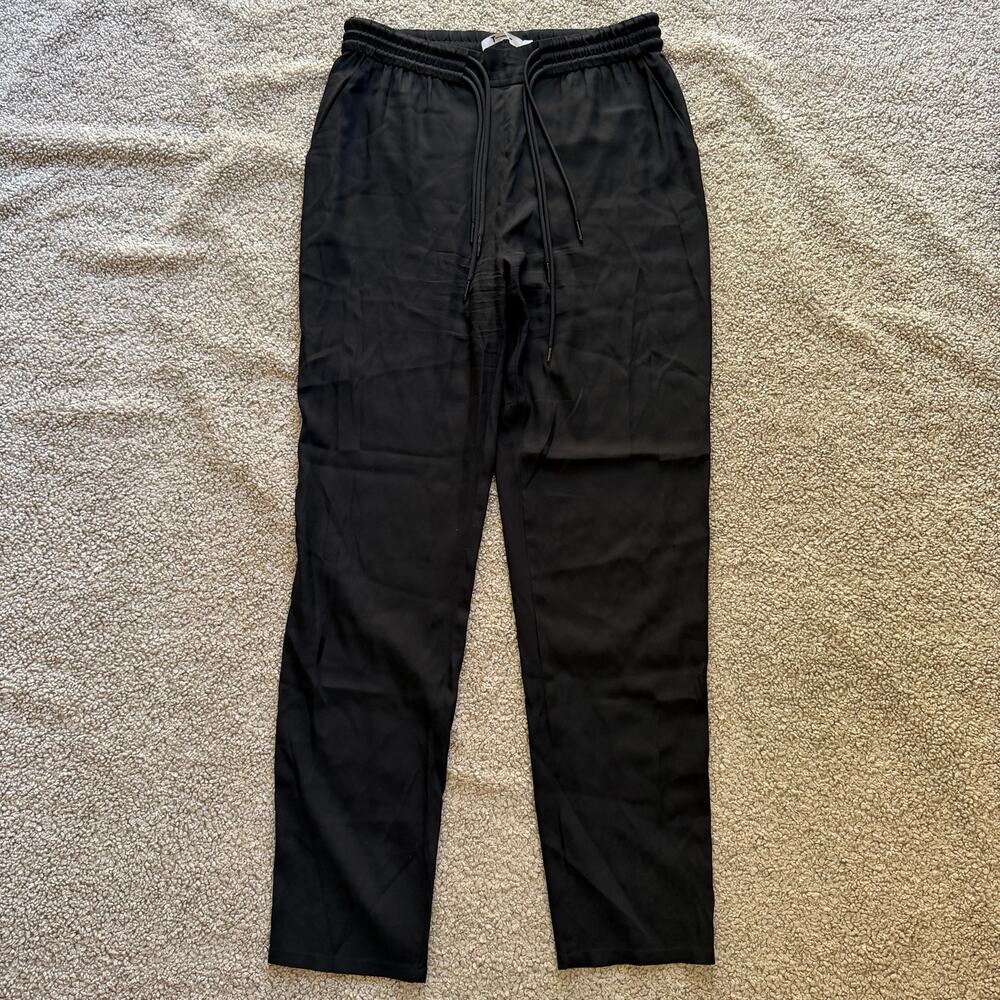 T By Alexander Wang Silk Black Pull On Elastic Waist Pants Size 2